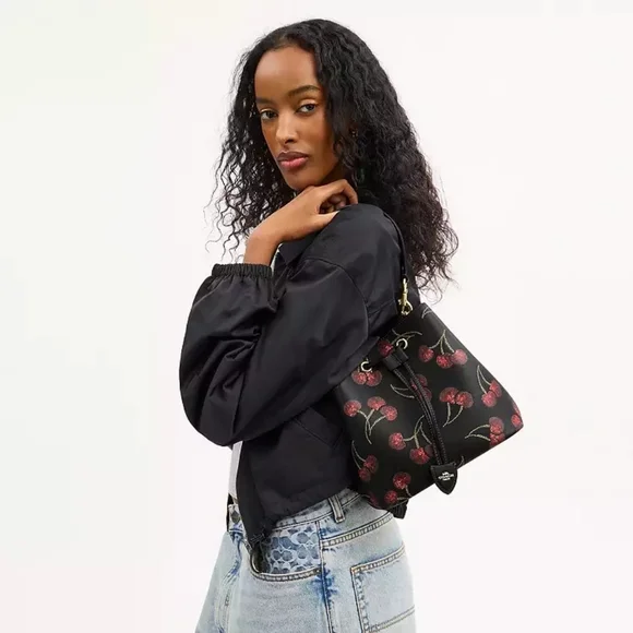 🍒 COACH Rowan Bucket Bag & Rowan Charm w/Sequin Cherry Print - Picture 5 of 14